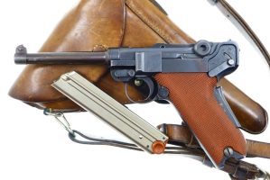 Bern, 1929, Swiss Military Pistol, Red Grips, Mag., Holster, 50587, FB01000