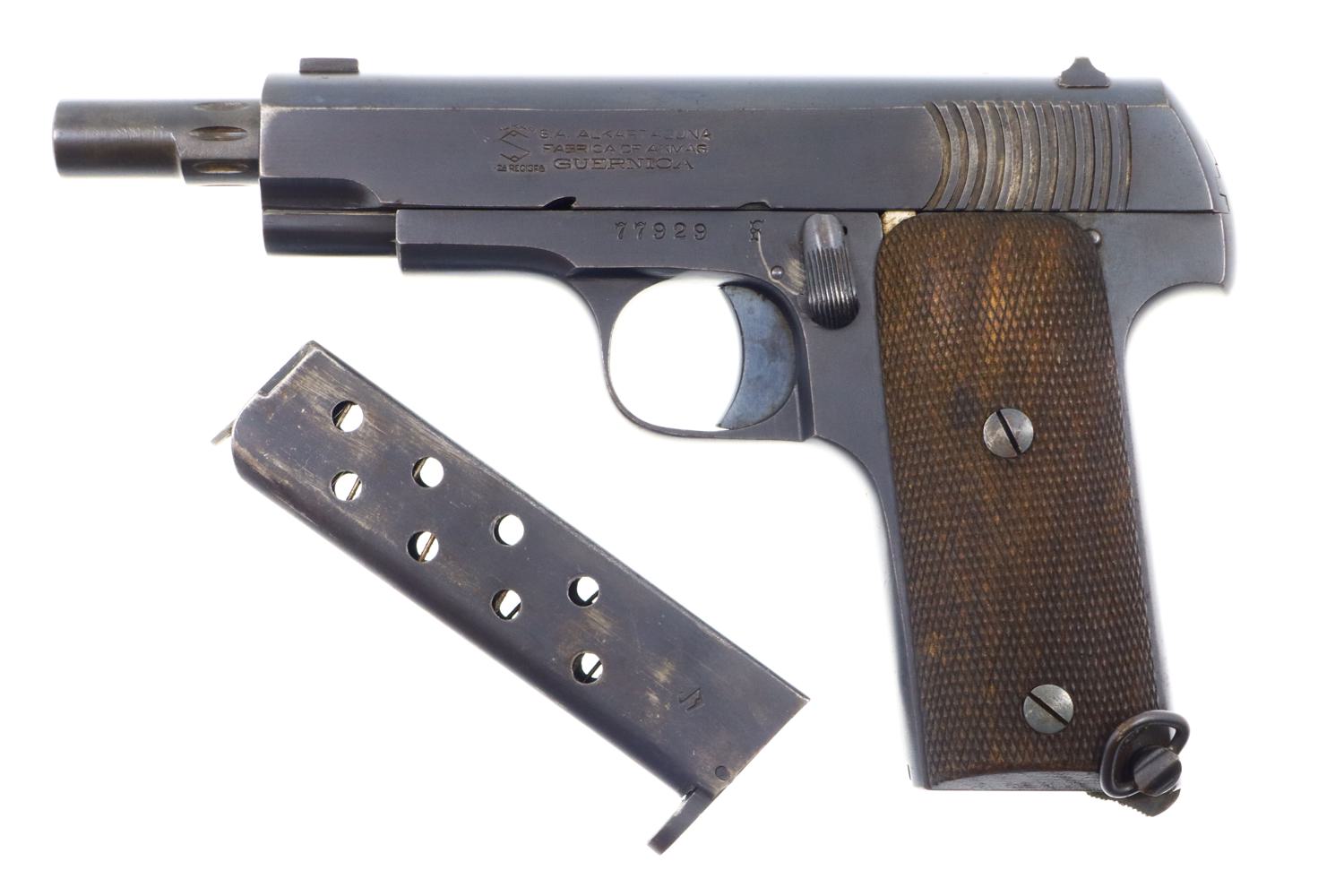 Scarce Spanish Alkartasuna Pistol, Eibar Type, Extended Barrel, FB01143