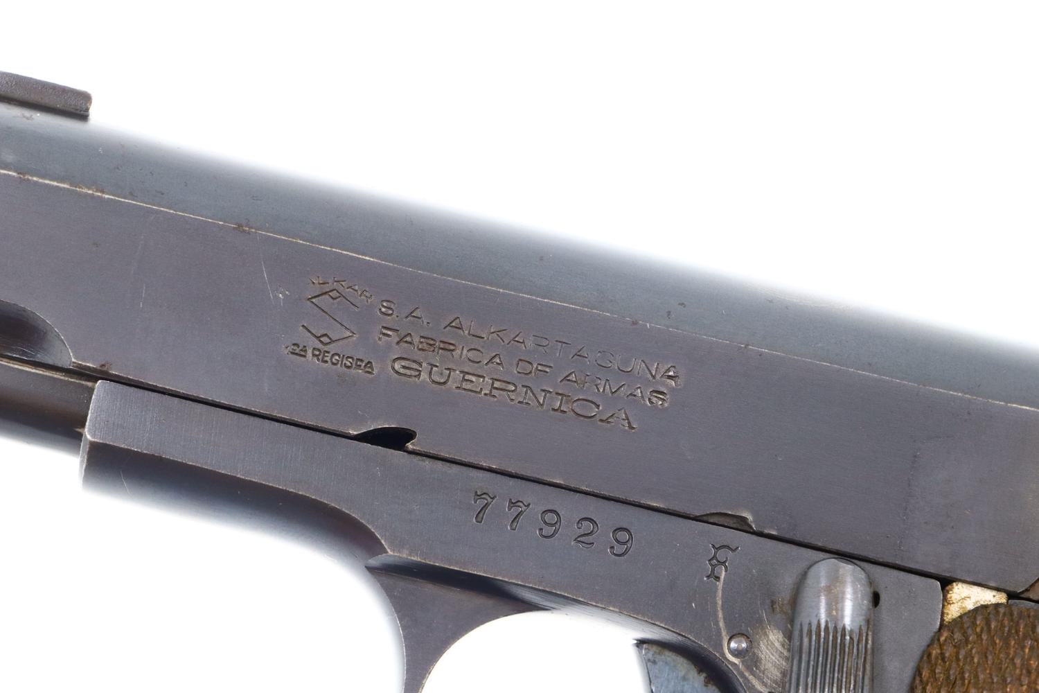 Scarce Spanish Alkartasuna Pistol, Eibar Type, Extended Barrel, FB01143 - Image 5