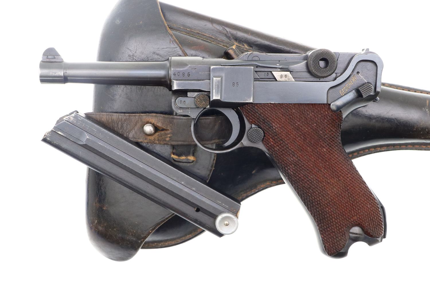 Scarce Mauser, WWII Police Luger, 1942 Dated, Holster, 4086Y, FB00312