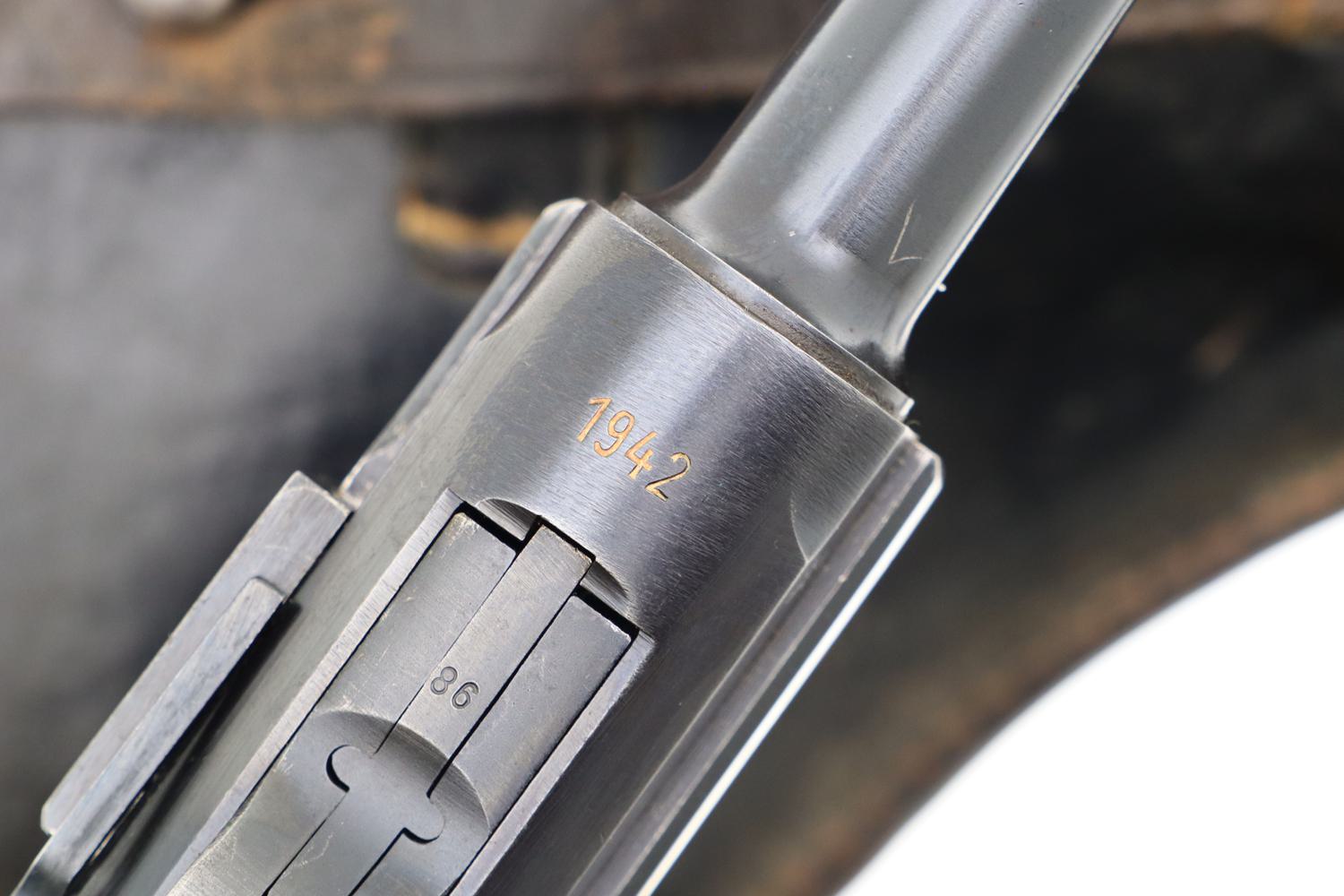 Scarce Mauser, WWII Police Luger, 1942 Dated, Holster, 4086Y, FB00312 - Image 11