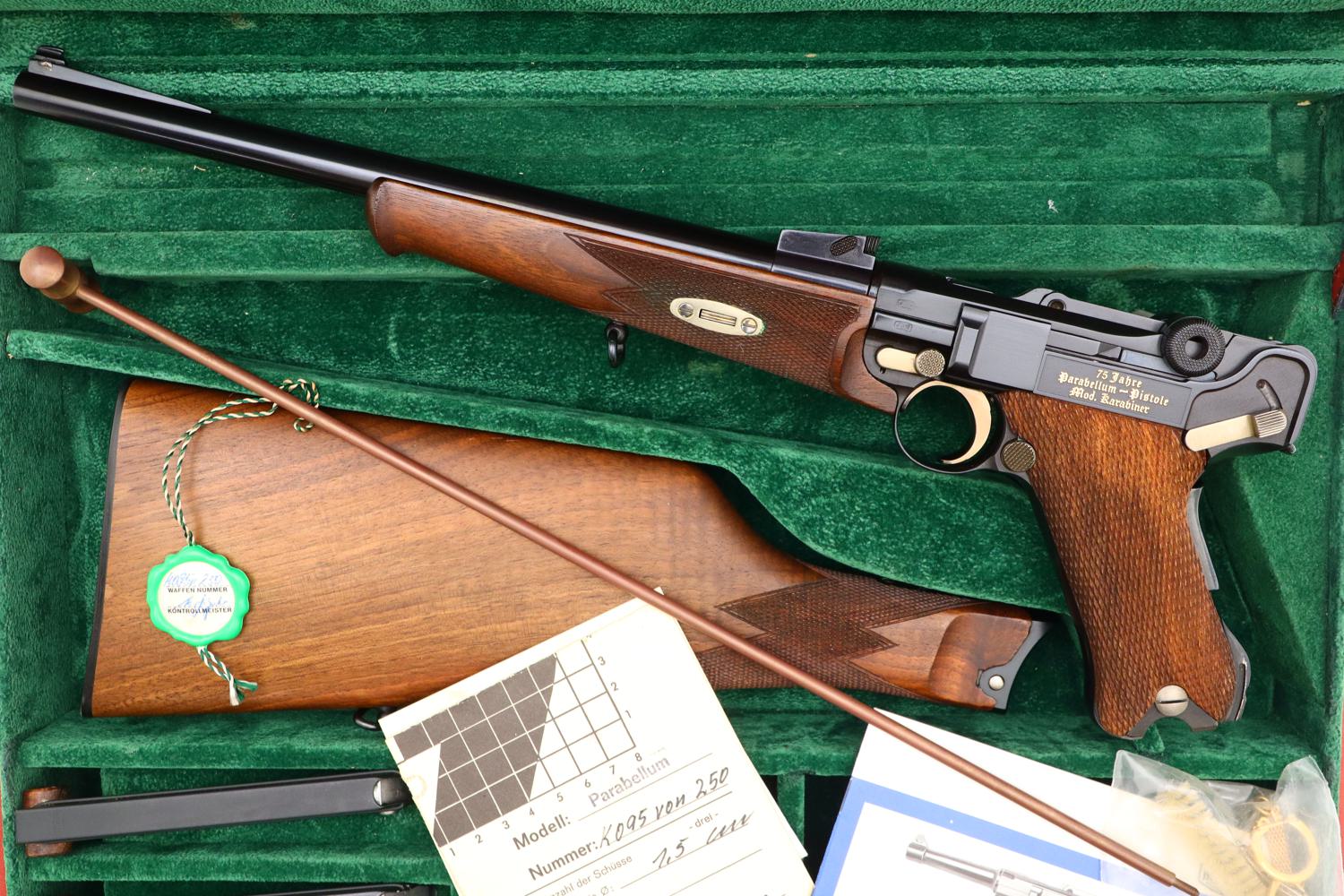 As New, Mauser Luger Carbine, 75 year, Cased, K095von250, FB01299