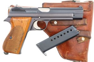 Beautiful Early Swiss Military SIG P49, High Polish, Holster, FB00073
