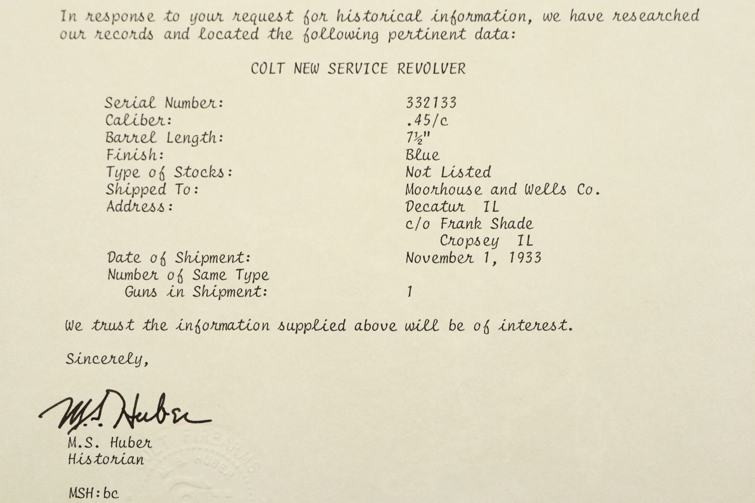 Fabulous, Colt New Service Revolver, Factory Letter, 332133, FB01237 - Image 6