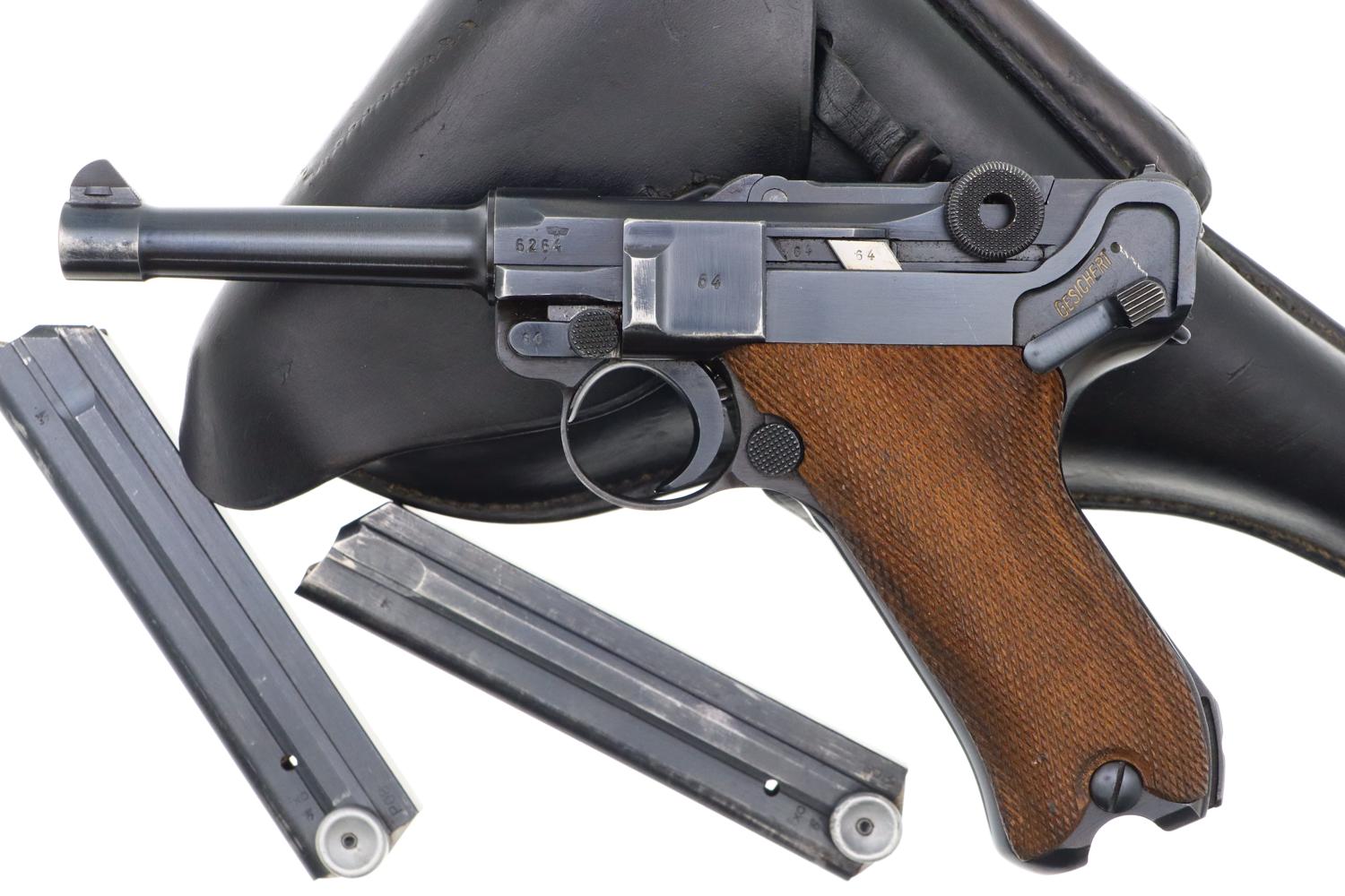 Mauser German Luger Rig, 1942, Police Eagle L, Matching Mags, FB01406
