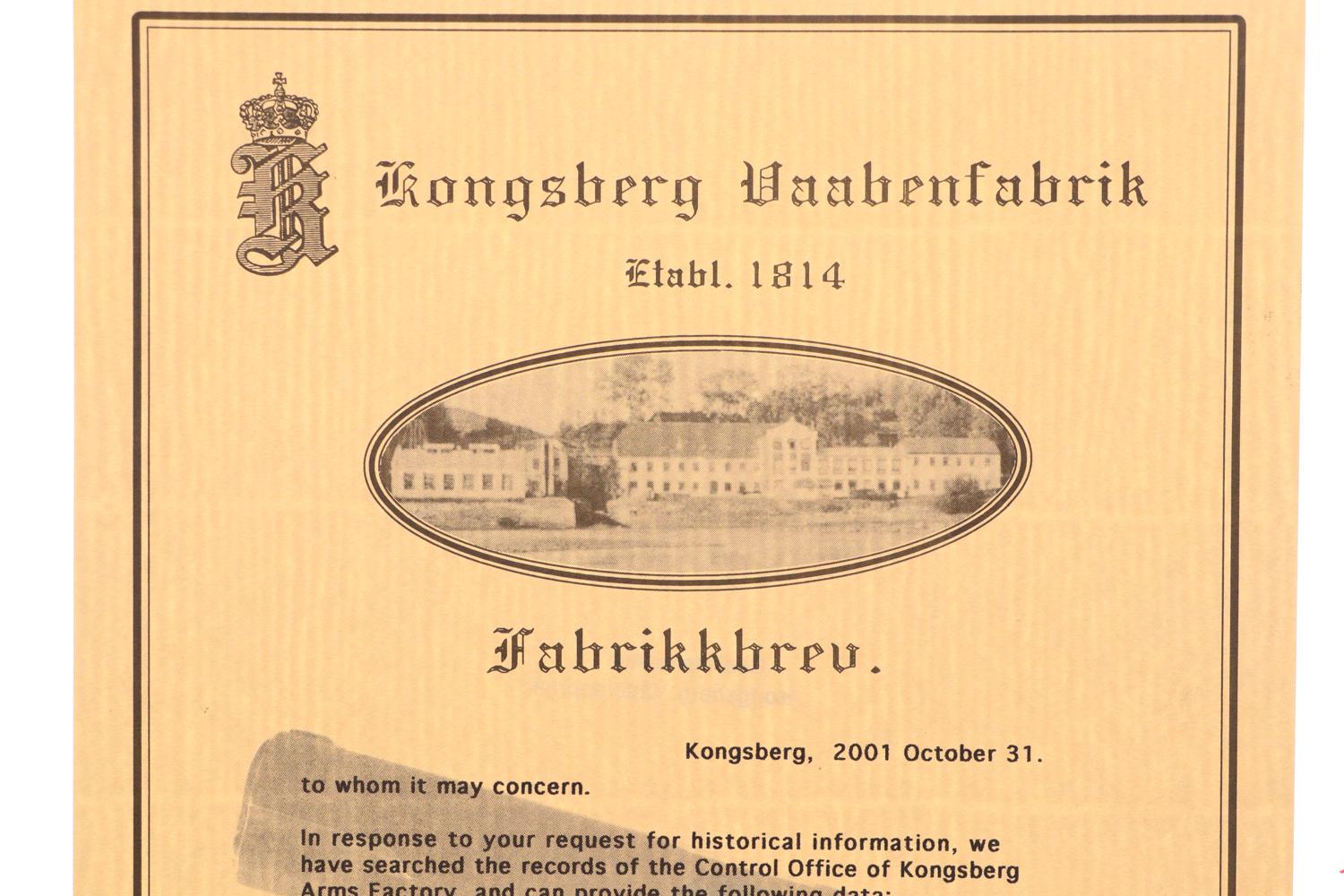 Norwegian Kongsberg 1914, Dated 1942, Factory Letter, 27352, FB01463 - Image 16