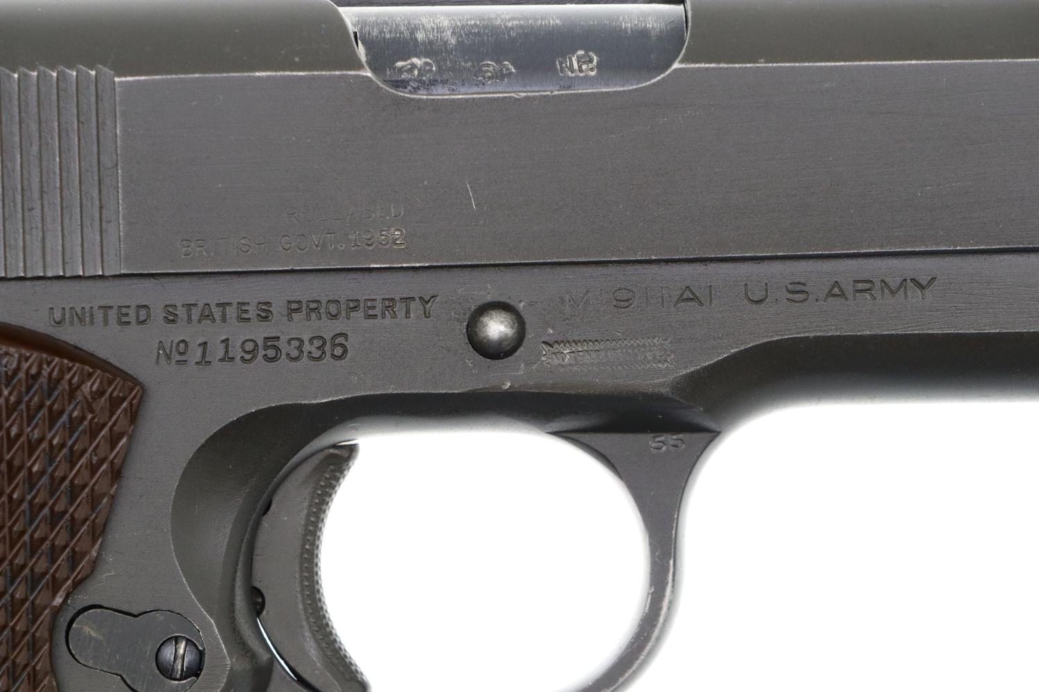 Colt 1911A1, British Lend Lease Pistol, 1943, WWII, 1195336, FB01627 - Image 5