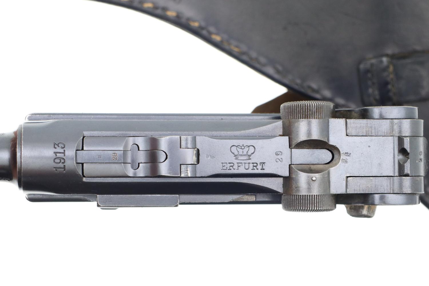 German Erfurt 1913-dated Military Luger Pistol, Holster, 1529b, FB00308 - Image 5