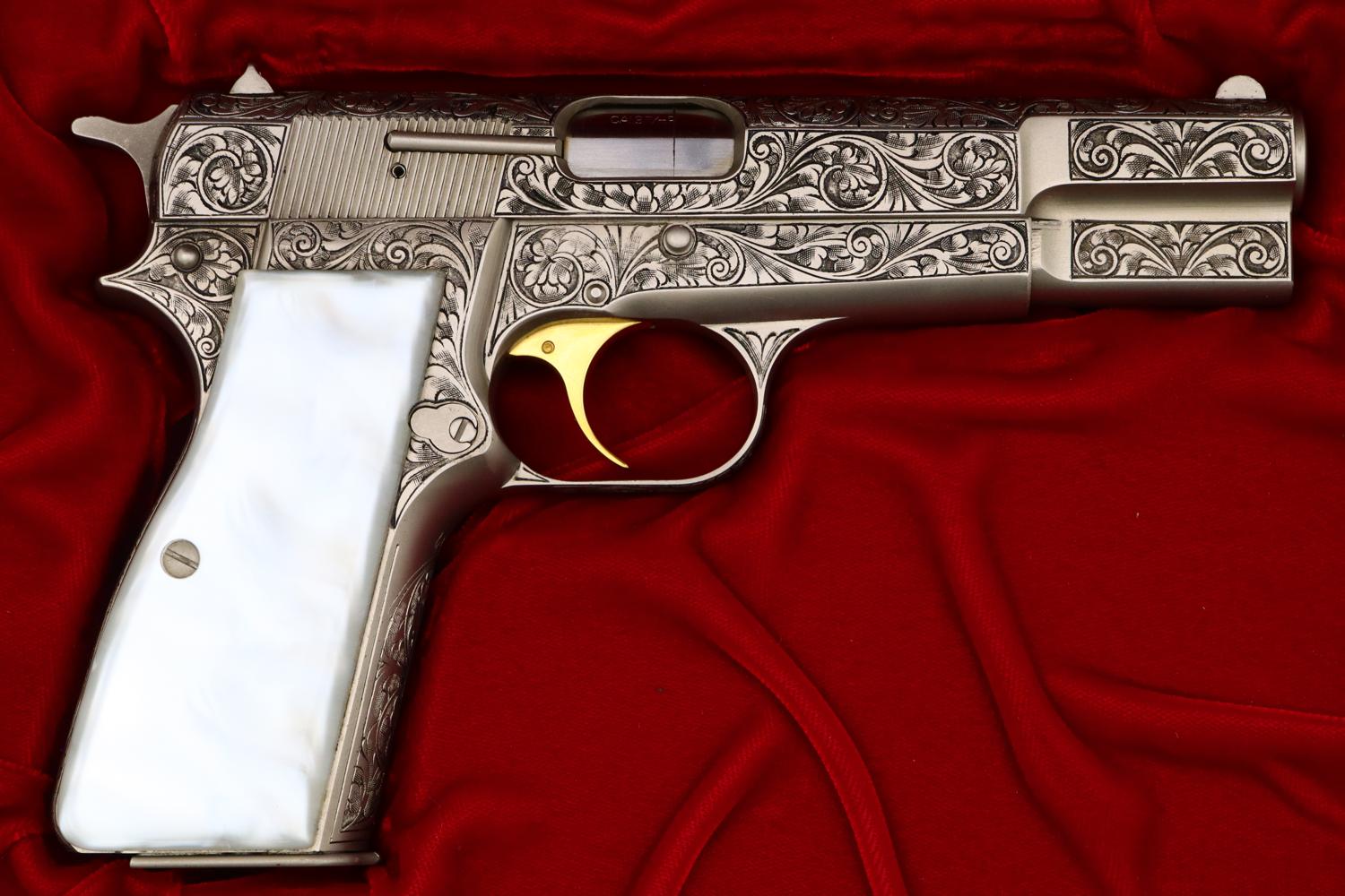 Browning FN High Power, Factory Renaissance Engraved, Cased, FB01622