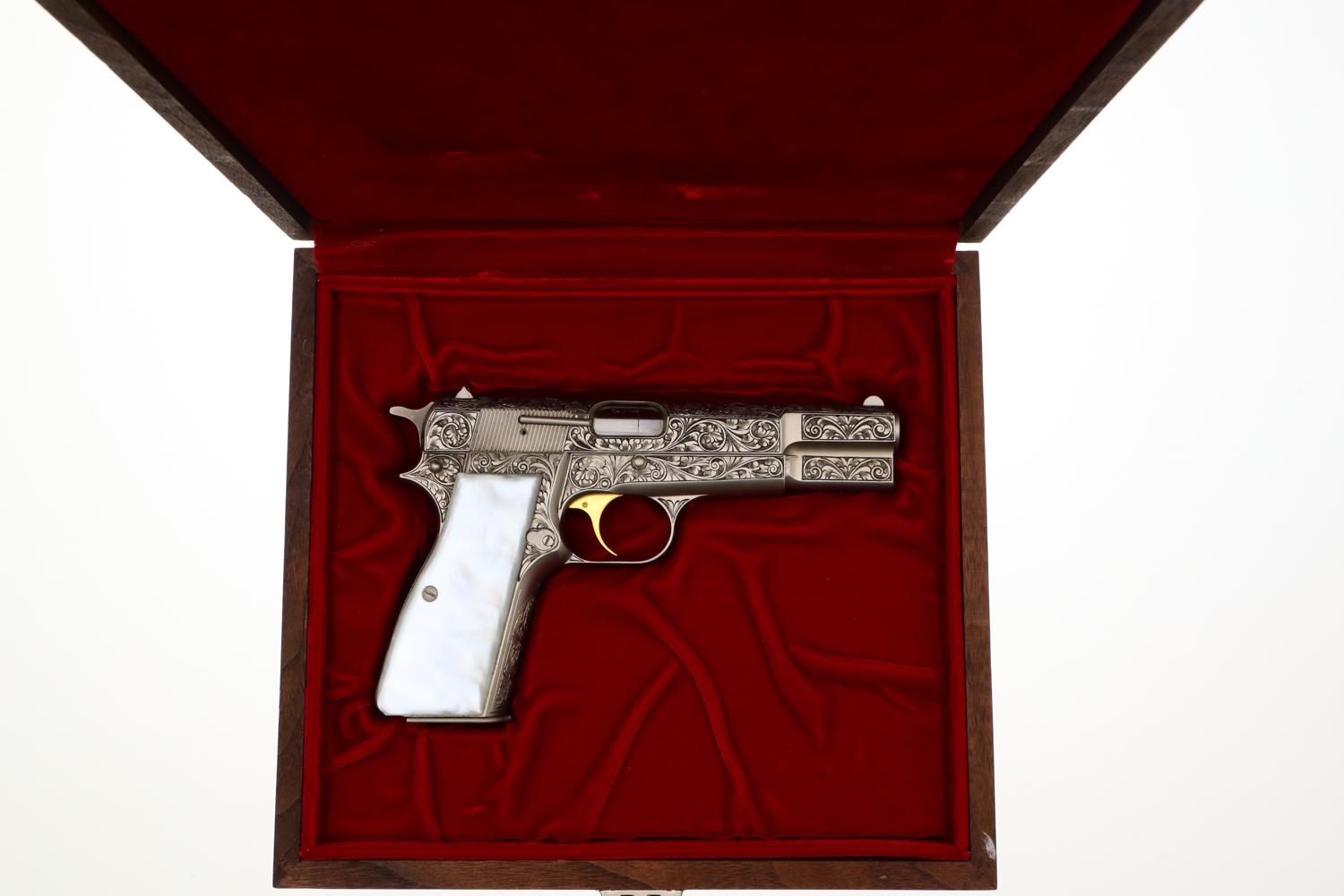 Browning FN High Power, Factory Renaissance Engraved, Cased, FB01622 - Image 2