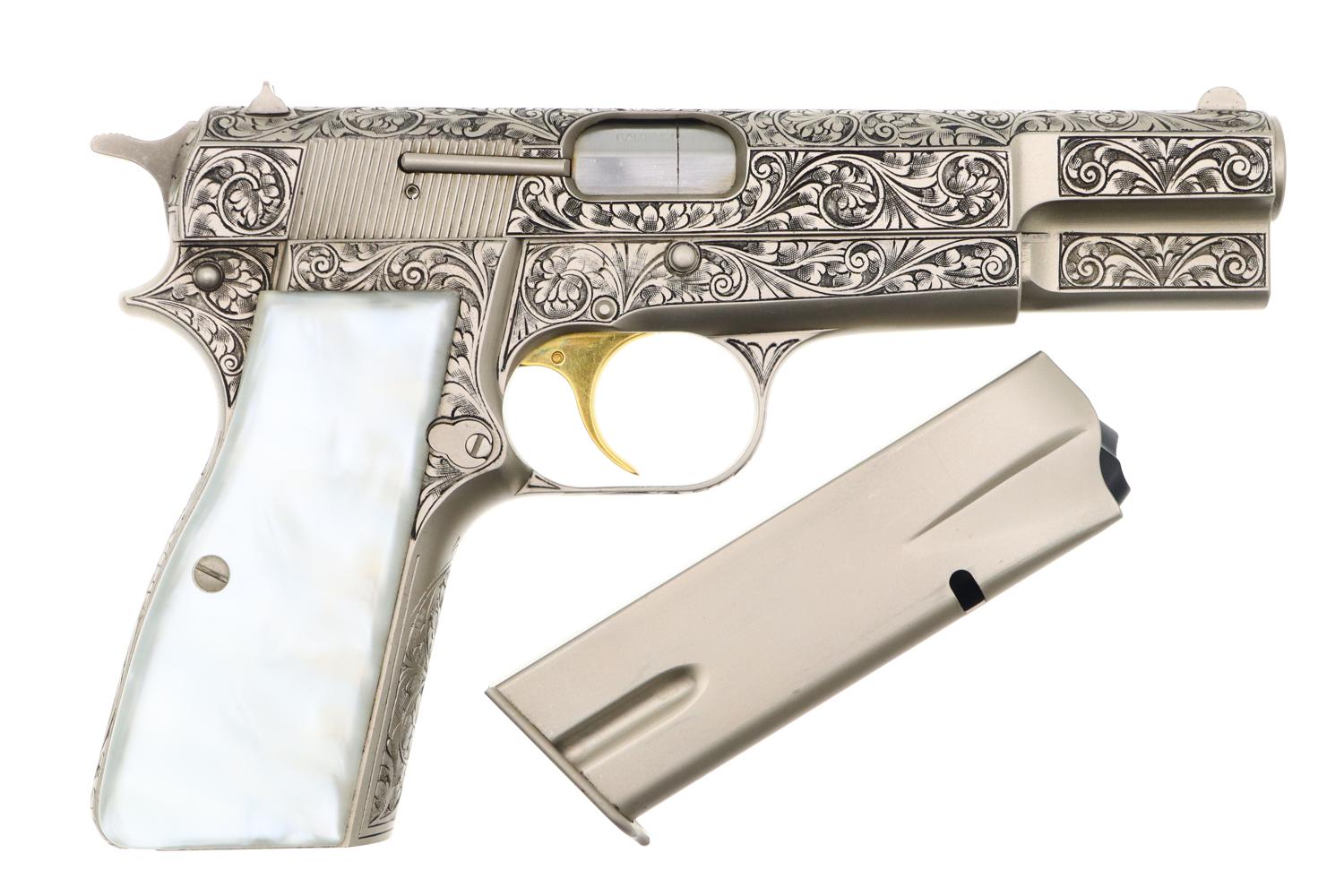 Browning FN High Power, Factory Renaissance Engraved, Cased