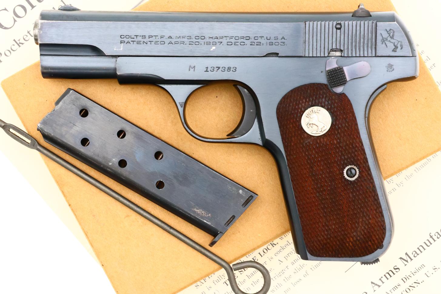 Colt M1908 Hammerless, Boxed w/Factory Letter, 137383, FB01688