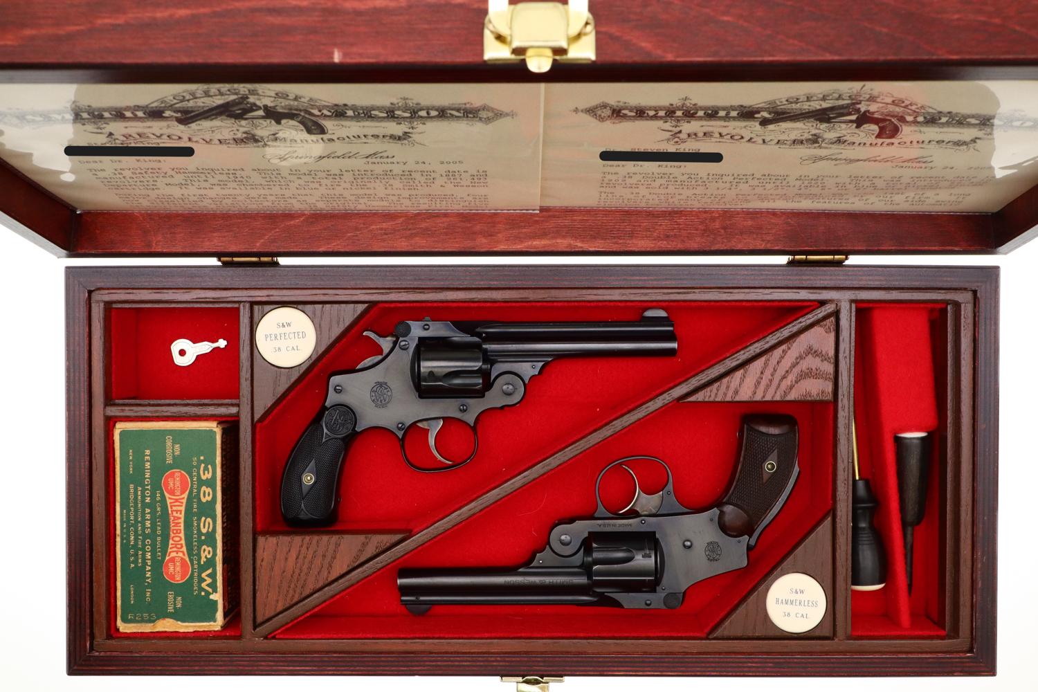 Two S&W Top Break Revolvers, .38 Perfected/Hammerless, Cased