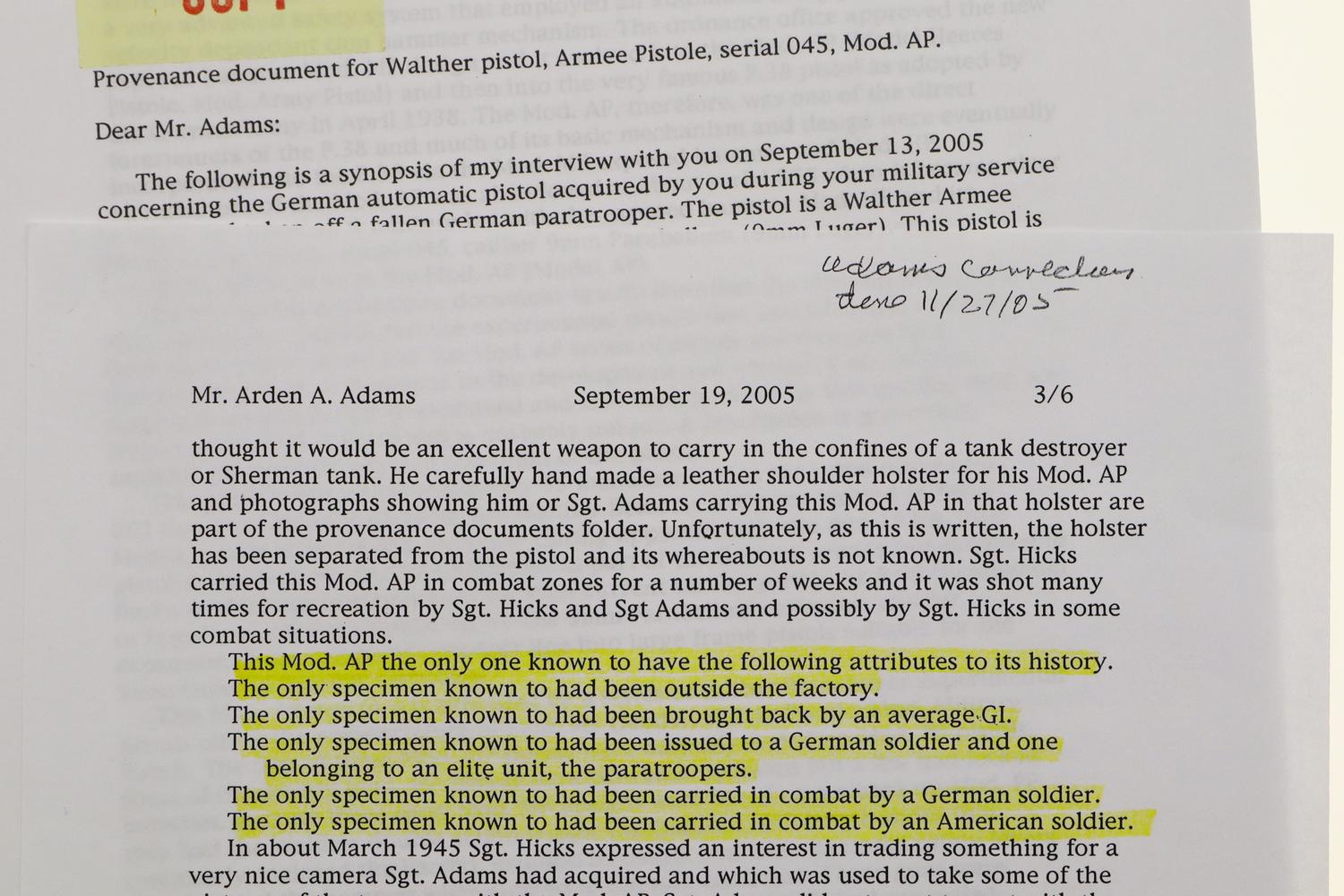 Walther AP Experimental German Military Pistol, Documented, #45, FB01963 - Image 9