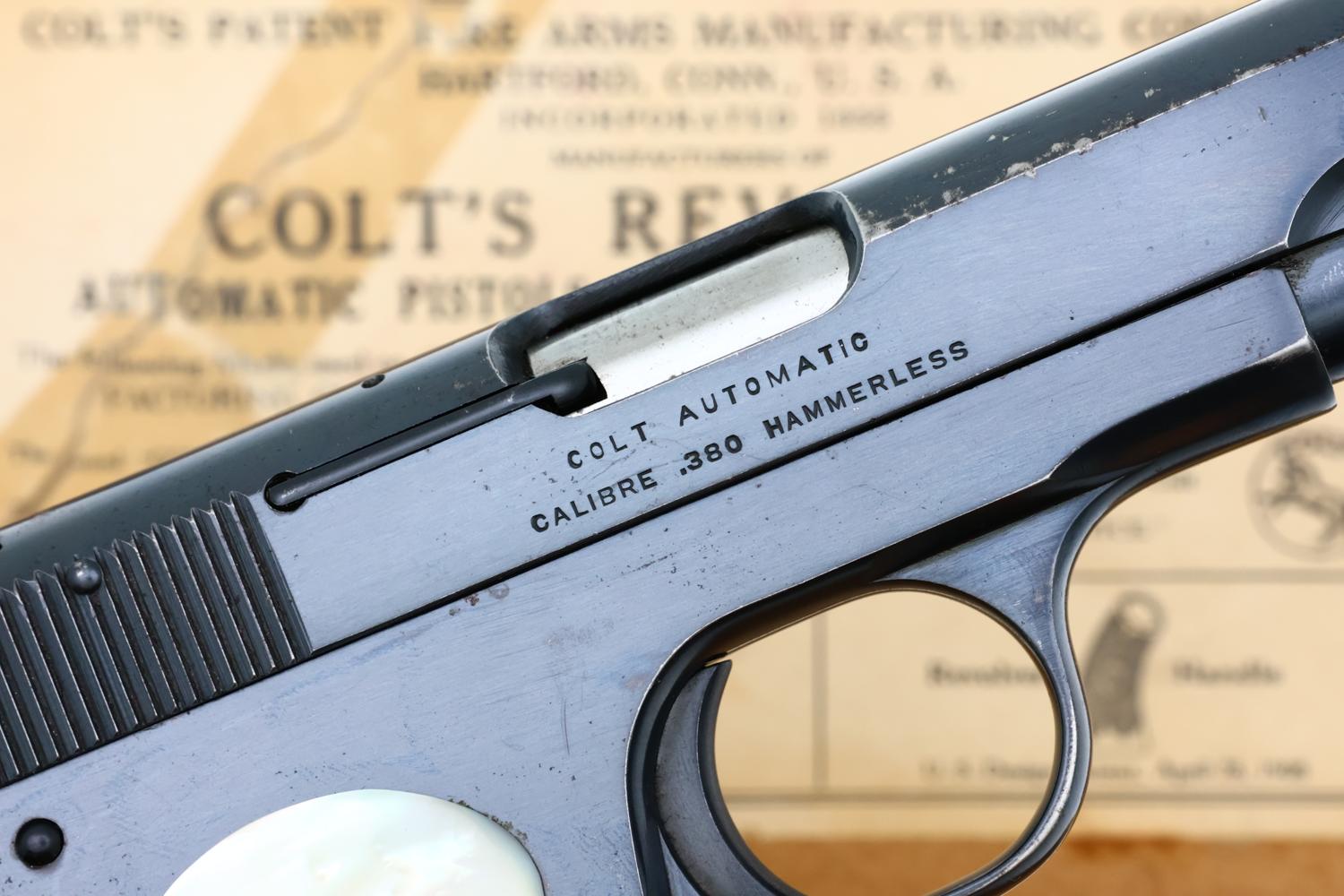 Colt 1908 Hammerless Pistol, Mother-of-Pearl Grips, Box, 35146, FB01641 - Image 4