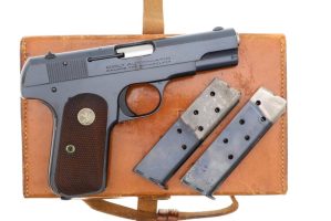 Colt 1908 Hammerless Pistol, Leather box, 128899, FB01548