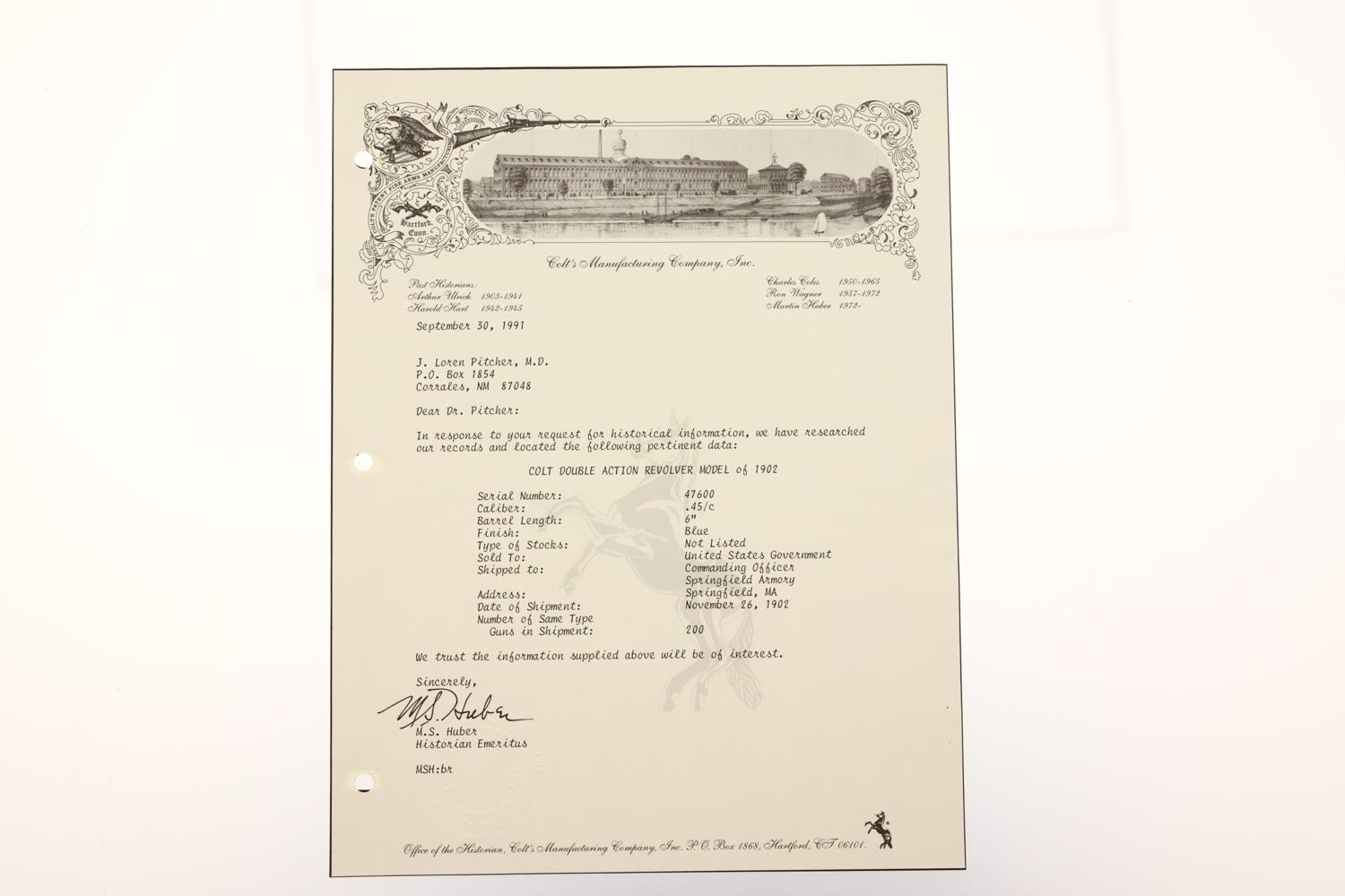 U.S. Military Colt M1902 Revolver, Factory Letter, 47600, FB01992 - Image 16