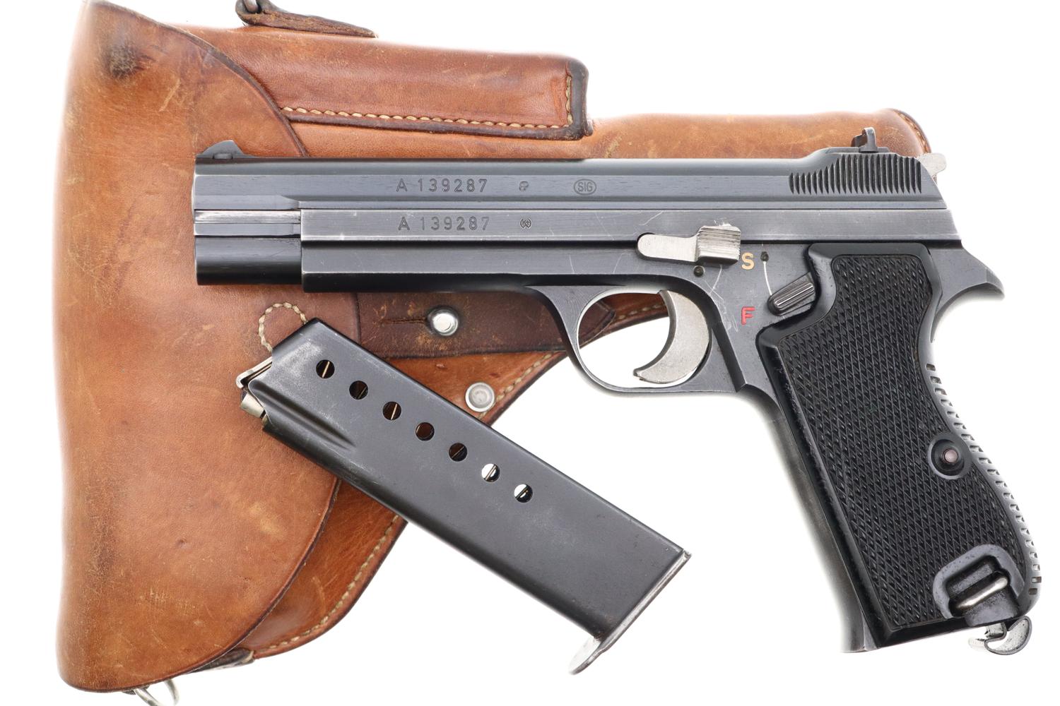 SIG P49 Pistol, Swiss Military, 3rd Variation Rig, A139287, FB00030