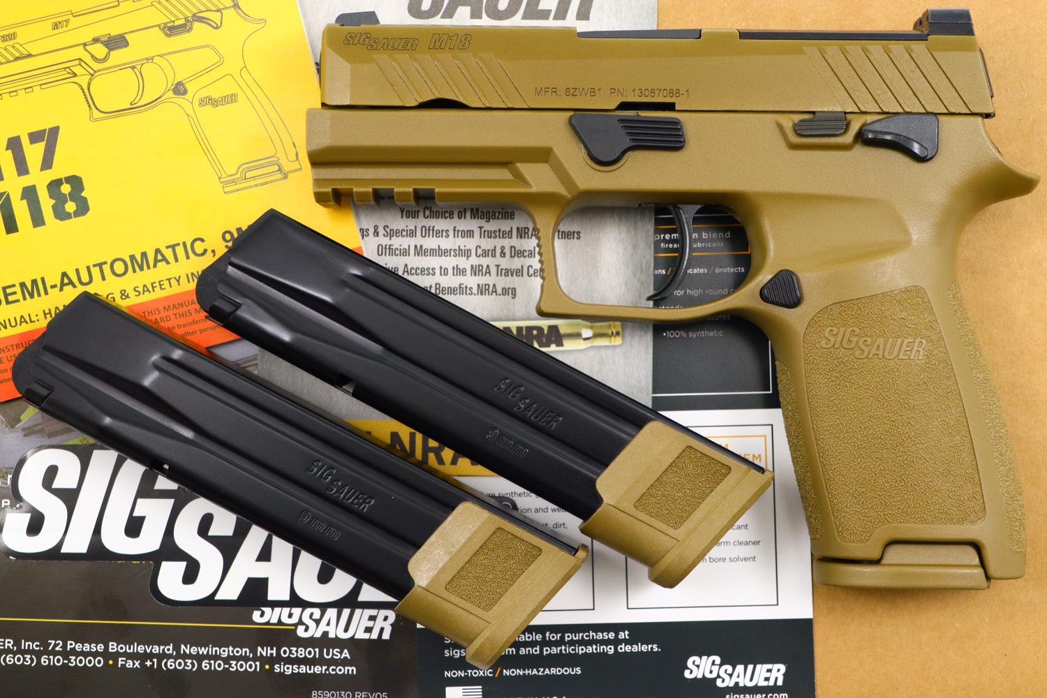 As New SIG SAUER M18 Pistol, U.S. Military Overrun, TC481173, FB00673