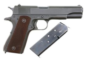 WWII Colt M1911A1 Pistol, Keyes Fiber Grips, Made 1943, 1179686, FB01717
