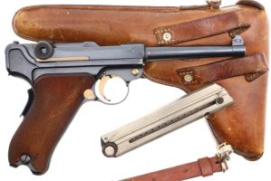 Swiss DWM 1906 Pistol, Swiss Cross in Starburst, Holster, 6508, FB00008