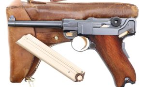 DWM 1906 Swiss Military Luger, Cross-in-Shield, Holster, 9675, FB00014