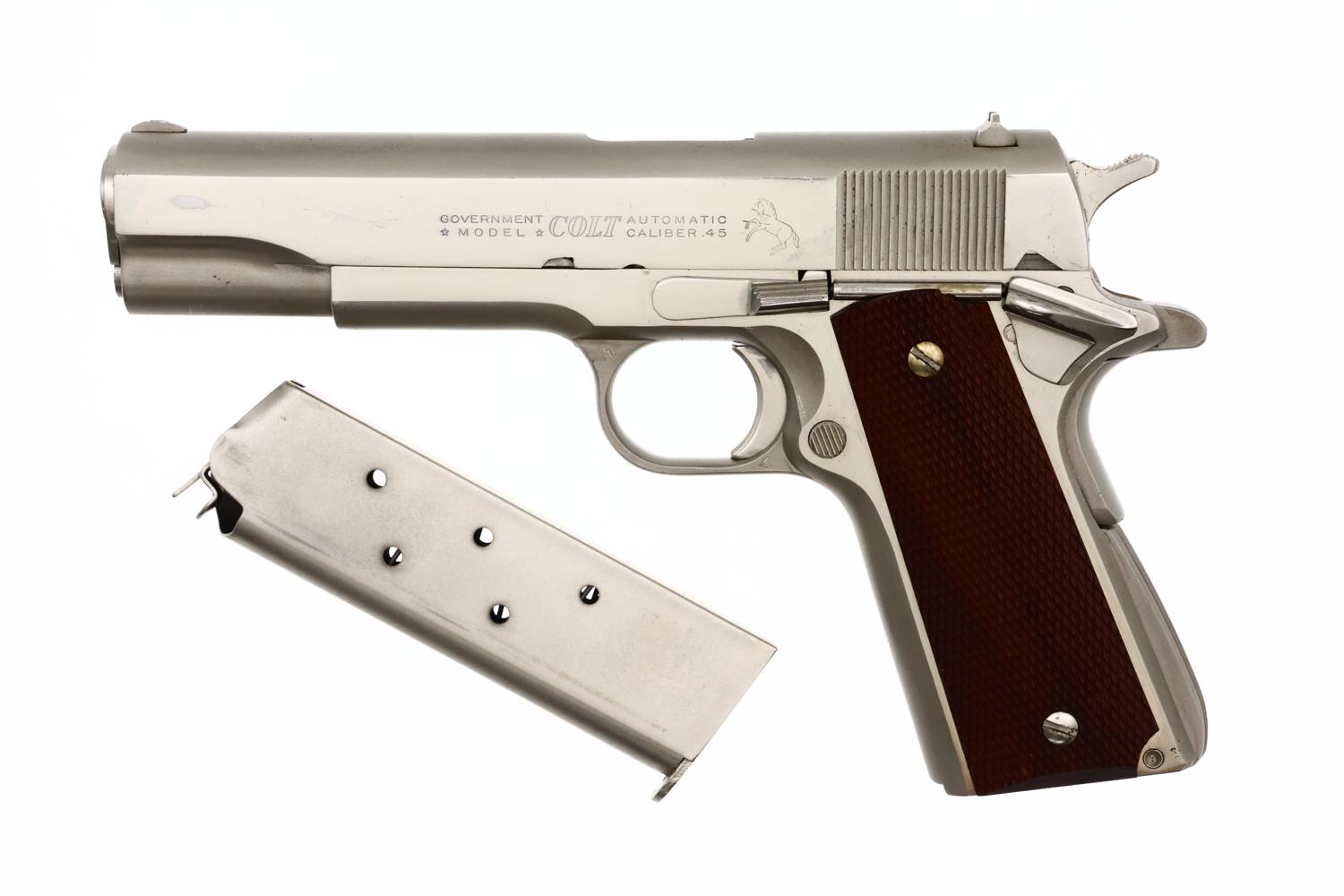 Colt Government Model, Factory Nickeled 1911A1 Pistol, Made 1959, FB01519