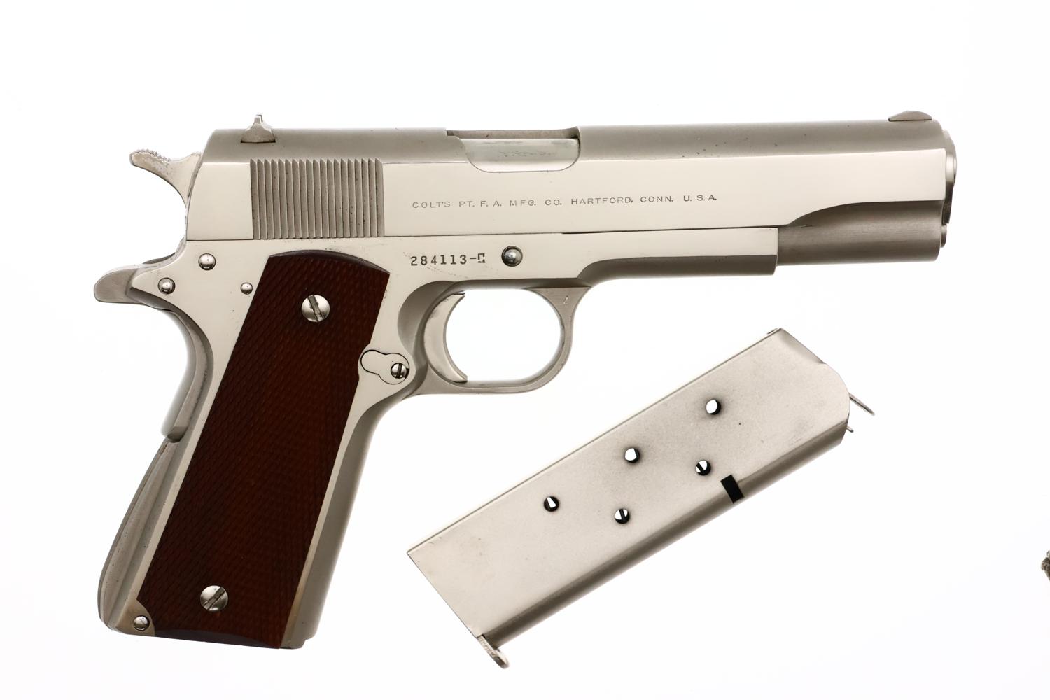 Colt Government Model, Factory Nickeled 1911A1 Pistol, Made 1959, FB01519 - Image 2