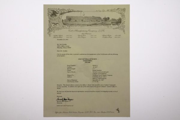 Colt MK IV Government Officer Model, Factory Letter, SS26513, FB01514 - Image 12