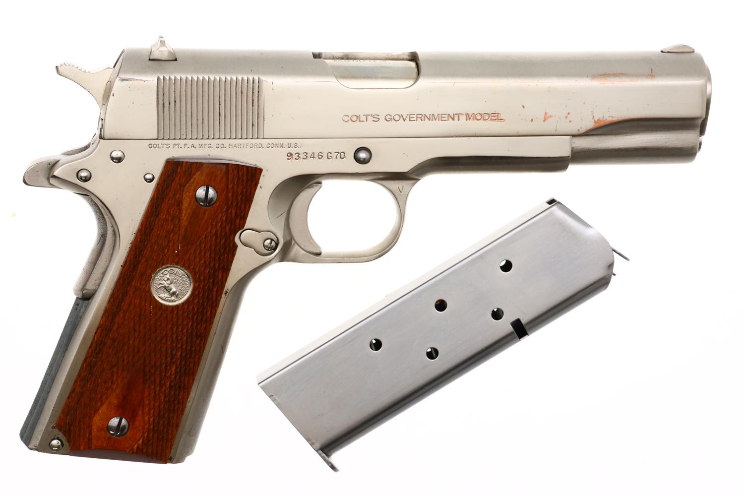 Colt MK IV Series 70 Government Model, Nickeled, Boxed, 93346G70, FB02277 - Image 3