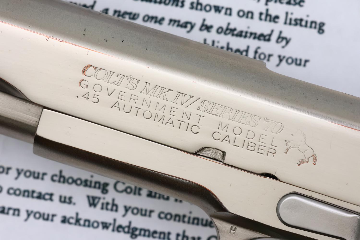 Colt MK IV Series 70 Government Model, Nickeled, Boxed, 93346G70, FB02277 - Image 4