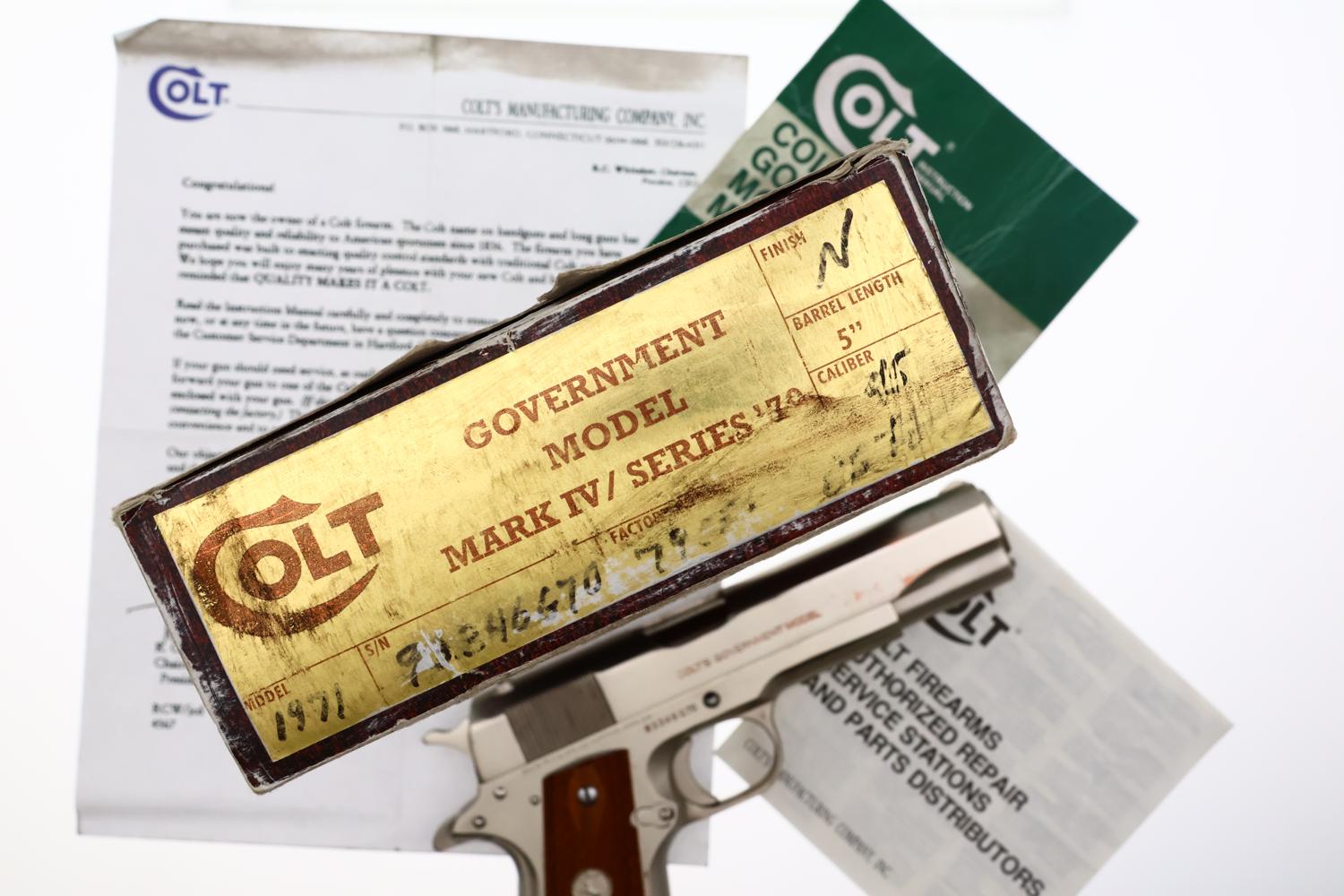 Colt MK IV Series 70 Government Model, Nickeled, Boxed, 93346G70, FB02277 - Image 12
