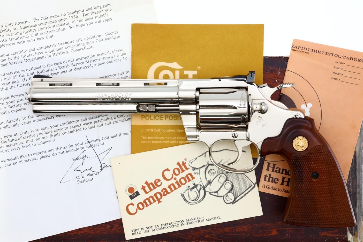 Colt Diamondback Revolver, 6" Nickle finish, .22LR, Boxed, R56816, FB02279