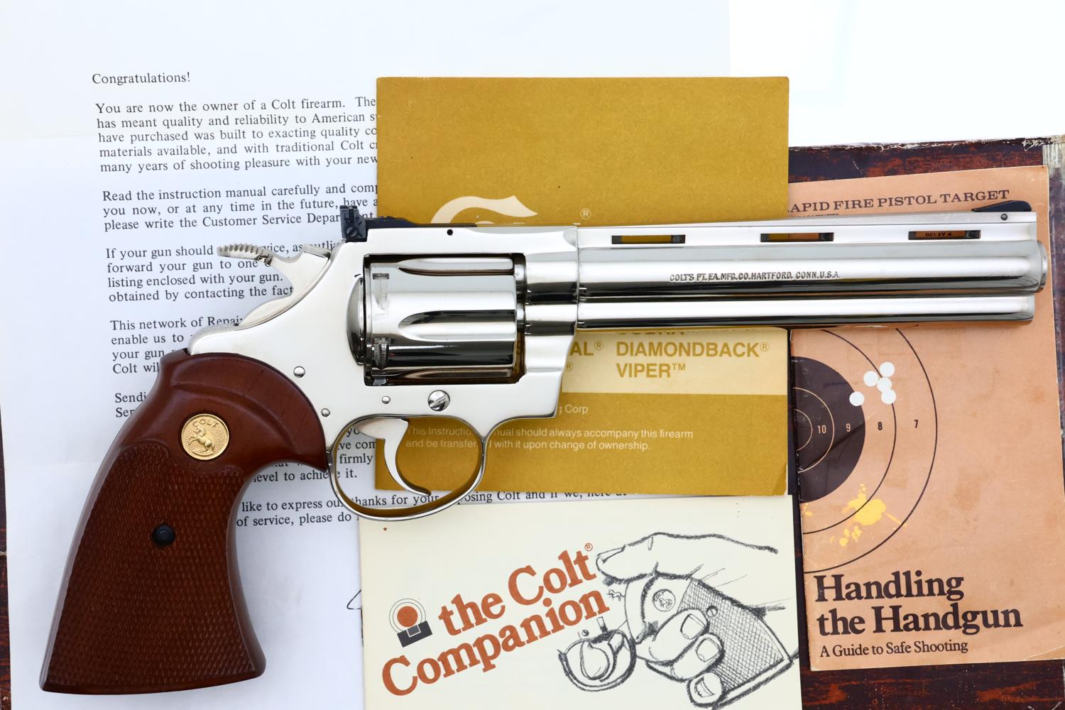 Colt Diamondback Revolver, 6" Nickle finish, .22LR, Boxed, R56816, FB02279 - Image 2