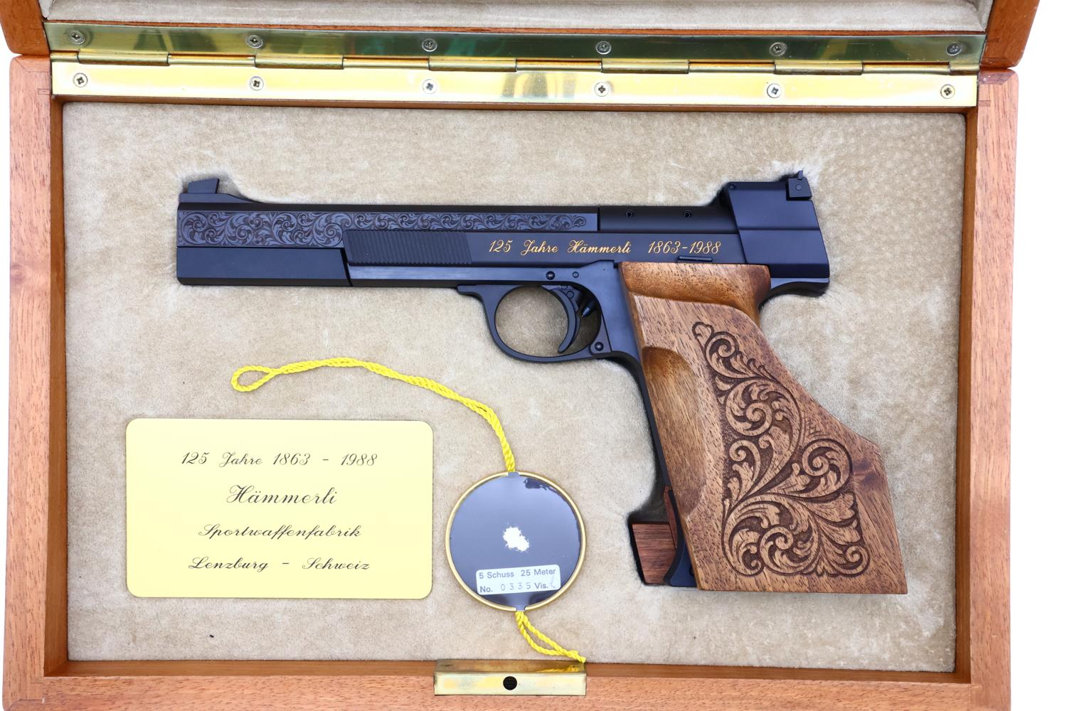 Hammerli 208 Pistol Engraved 125 Year Commemorative, Cased, JP0335, FB02062