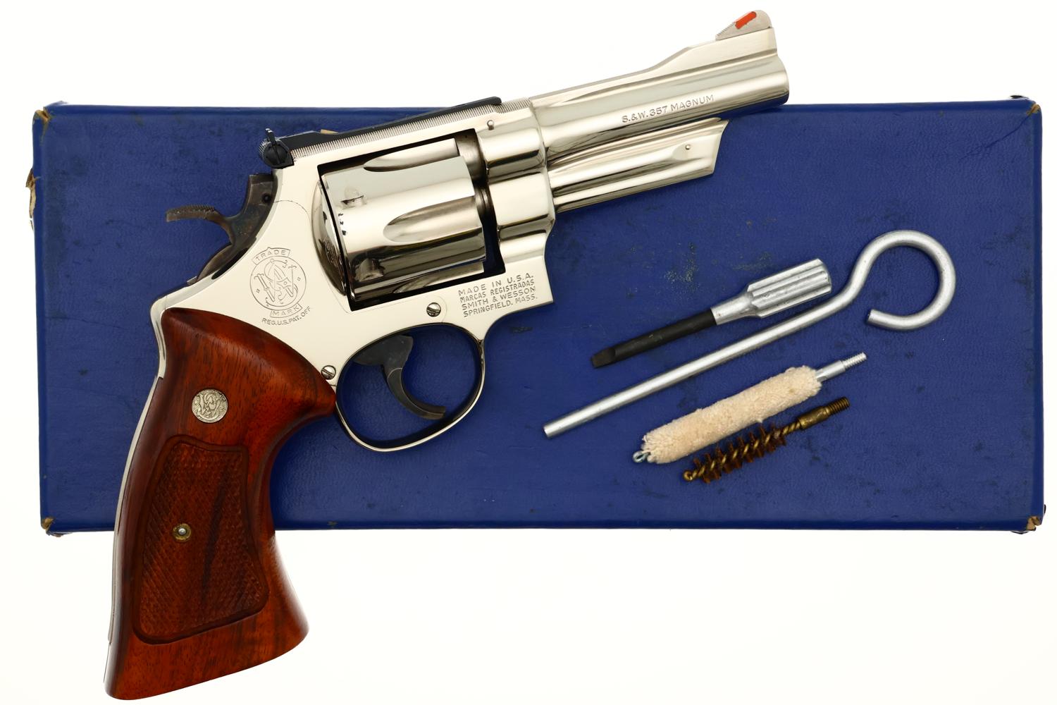 S&W 27-2 Revolver, 4" Factory Nickle, near NIB, N831156, FB01549 - Image 2