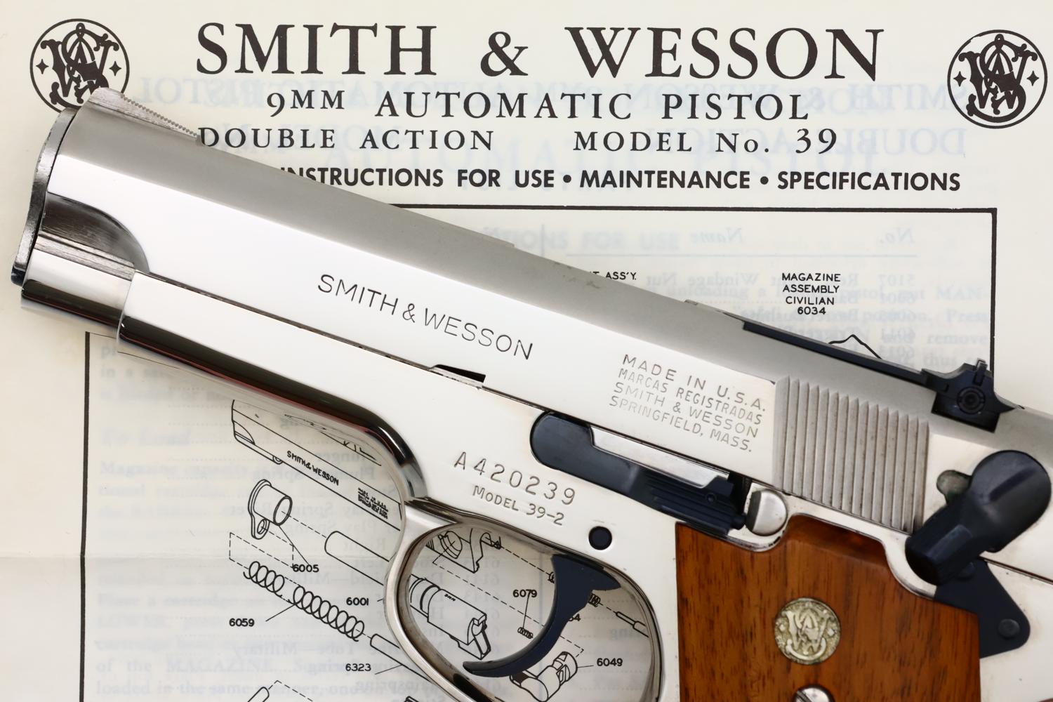 Smith & Wesson 39-2 Factory Nickeled Pistol, NIB, A420239, FB02325 - Image 5