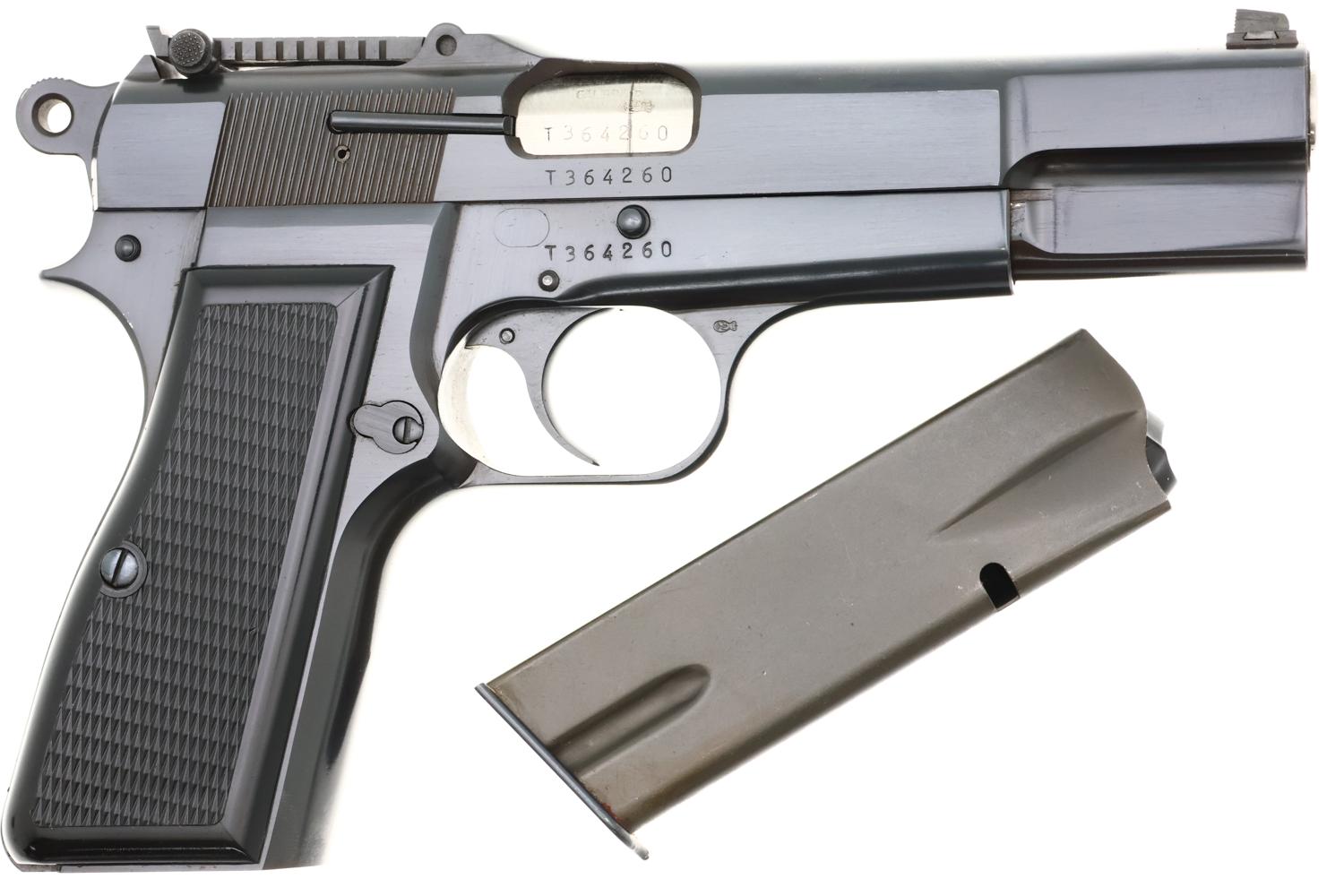 Belgian Browning HP Tangent Slotted Pistol, Pouch,T364260, FB02308 - Image 5