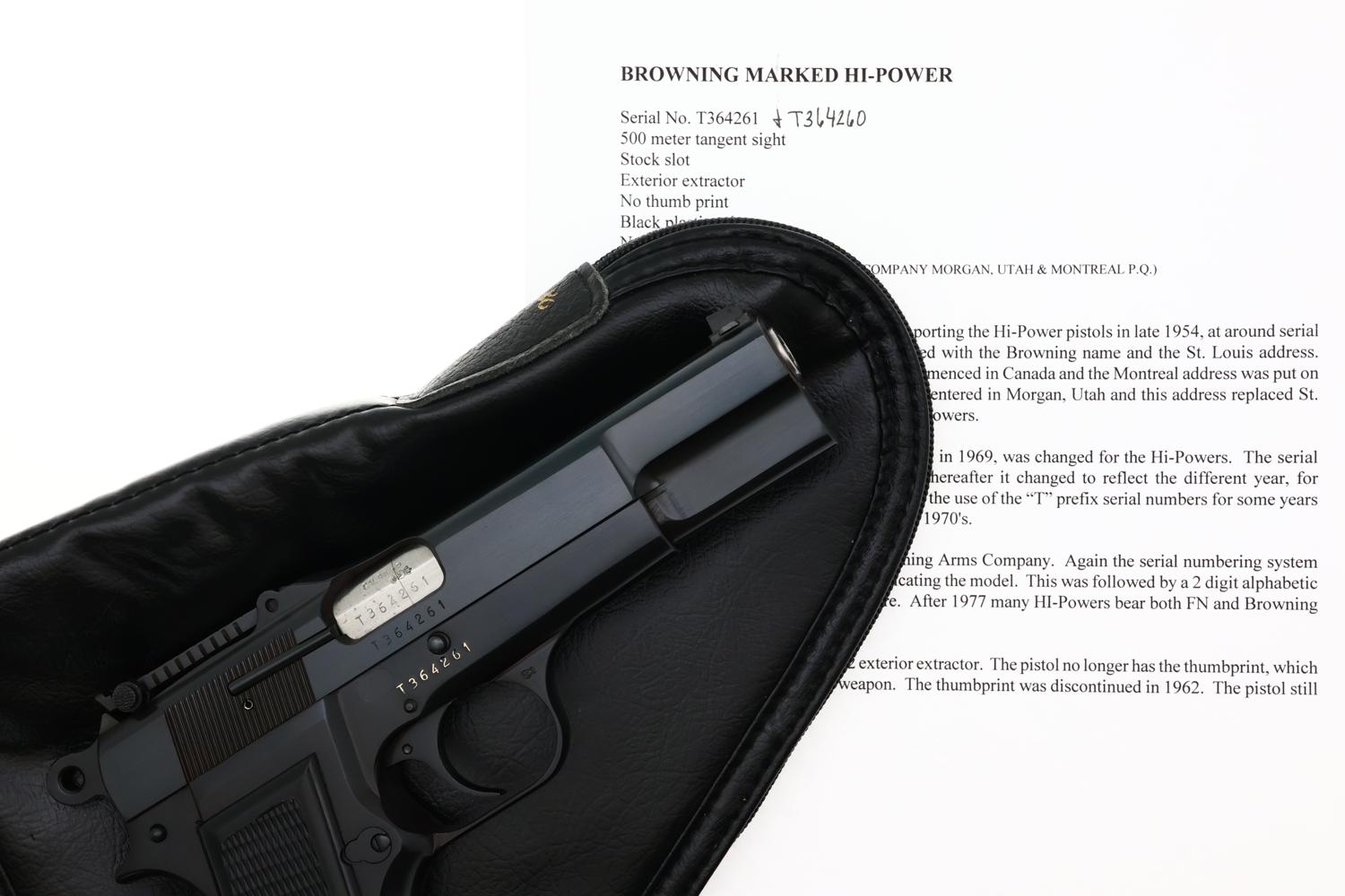 Belgian Browning HP Tangent Slotted Pistol, Pouch,T364261, FB02307 - Image 5