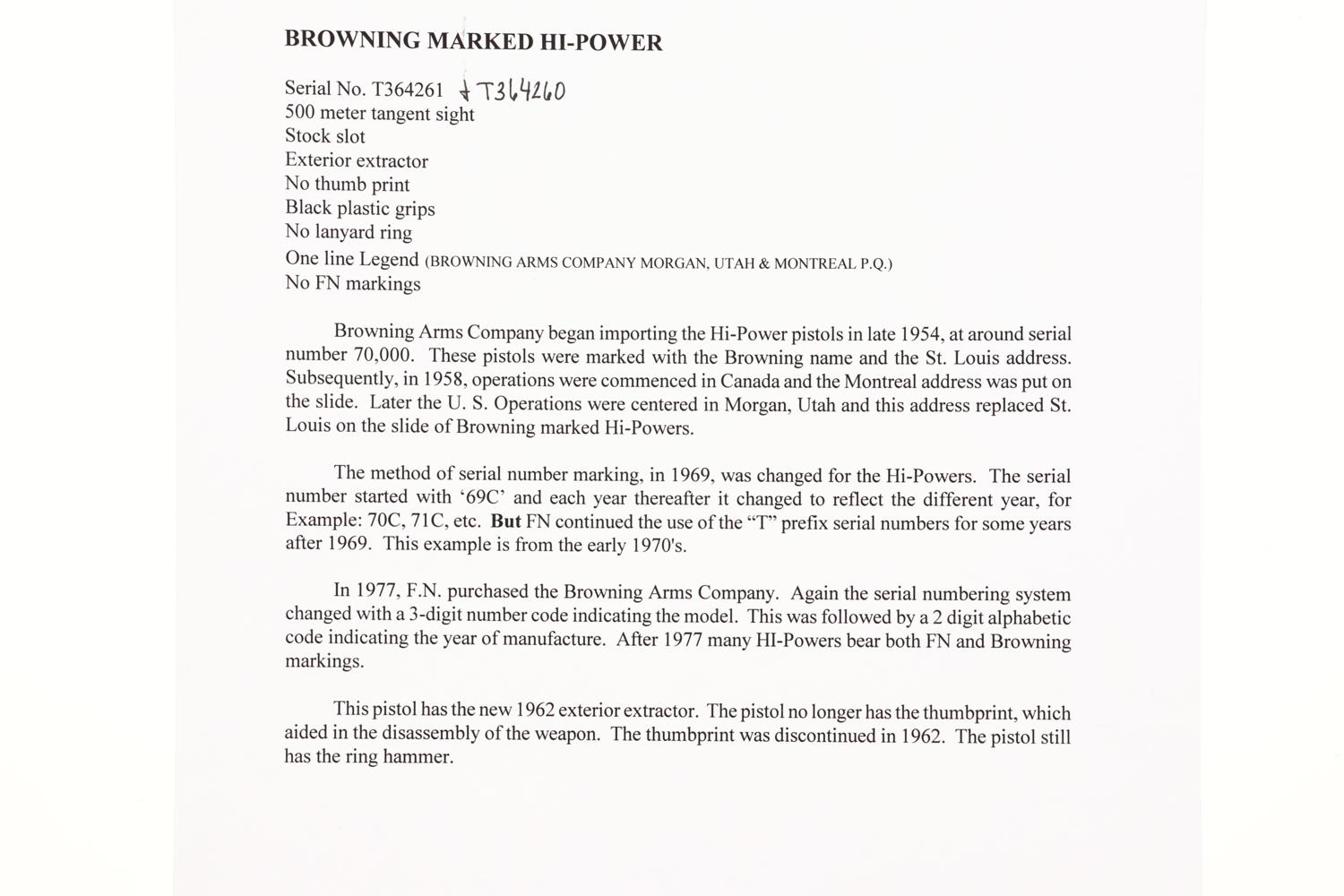 Belgian Browning HP Tangent Slotted Pistol, Pouch,T364261, FB02307 - Image 14