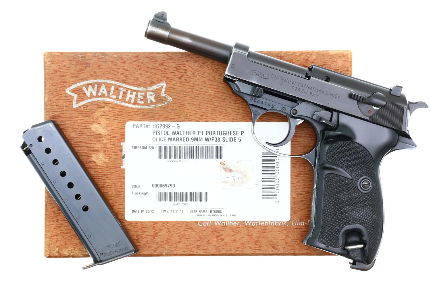 Portuguese Police Marked Walther P38, 004414E, FB00346 - Image 4