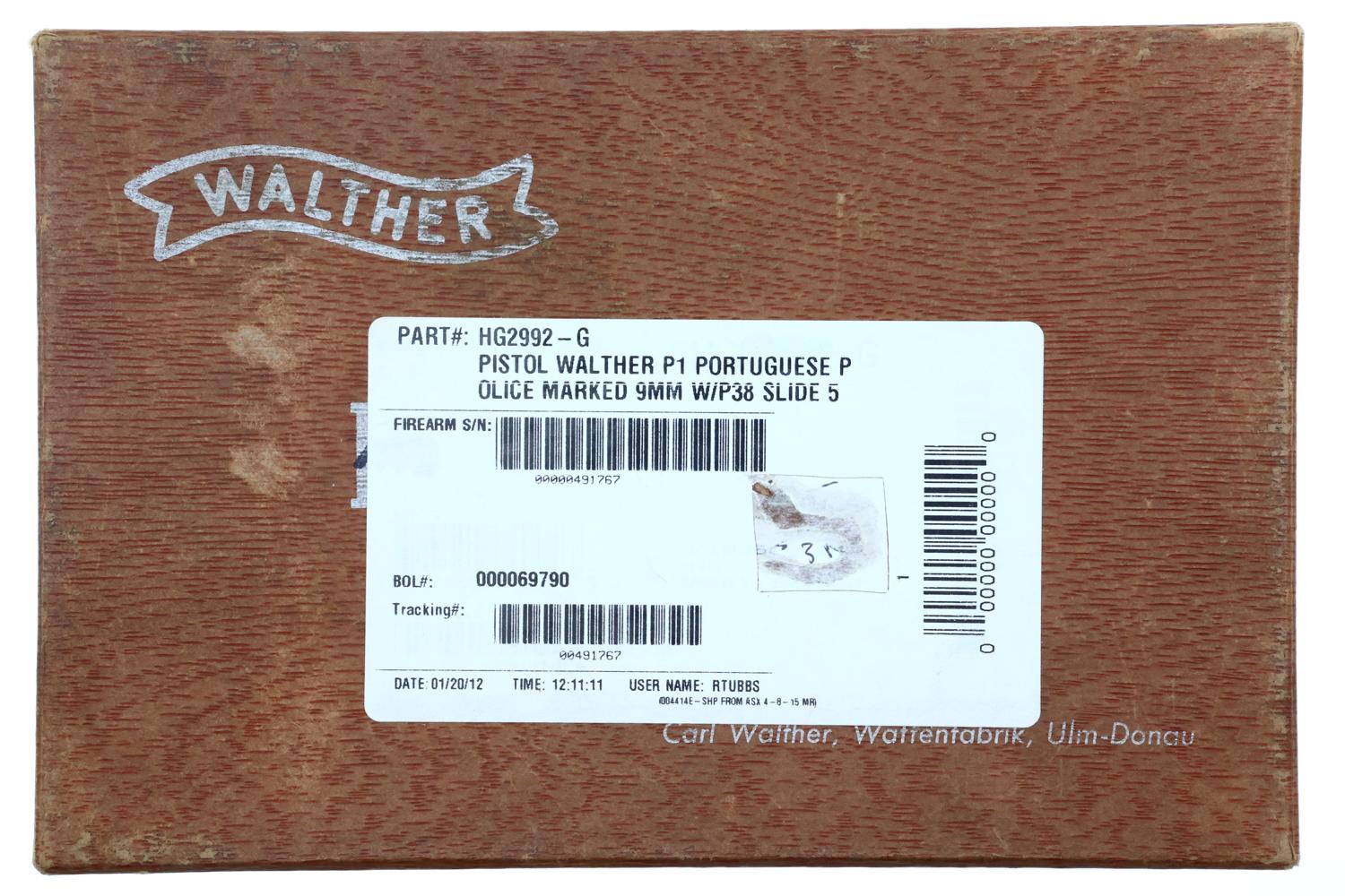 Portuguese Police Marked Walther P38, 004414E, FB00346 - Image 8