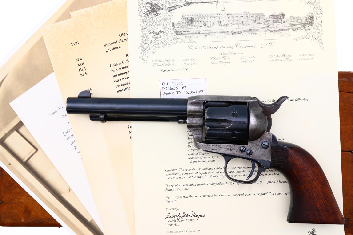 Colt SAA, early US Military, Factory Letter, Cased