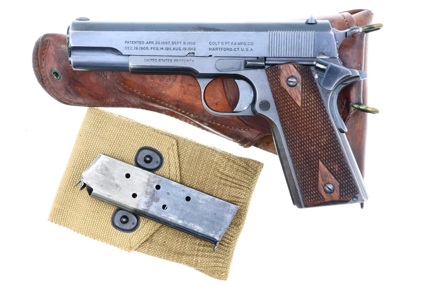Colt 1911 US WWI Military Pistol, Holster, Mills Pouch, 256006